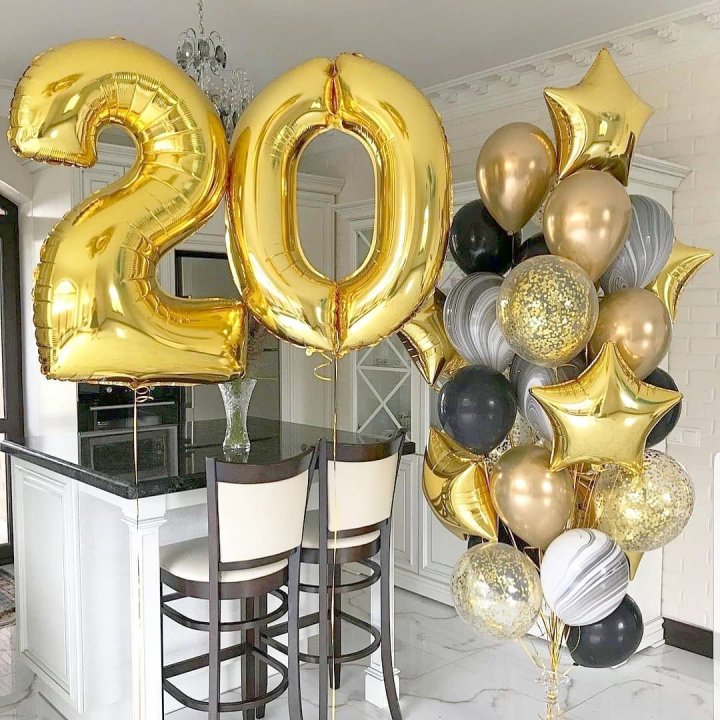 Фольгированный шар Золотая Цифра в Новосибирске