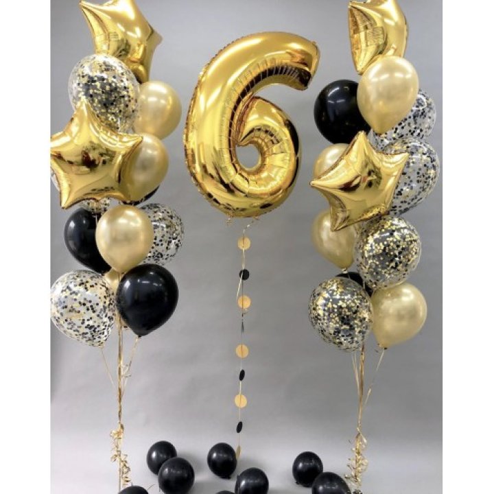 Цифра с фонтанами шаров  в Новосибирске