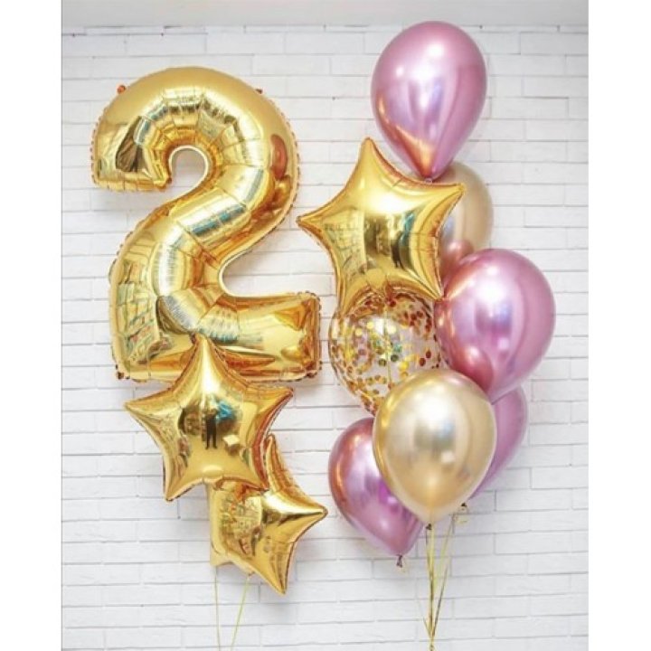 Цифра с фонтанами шаров  в Новосибирске