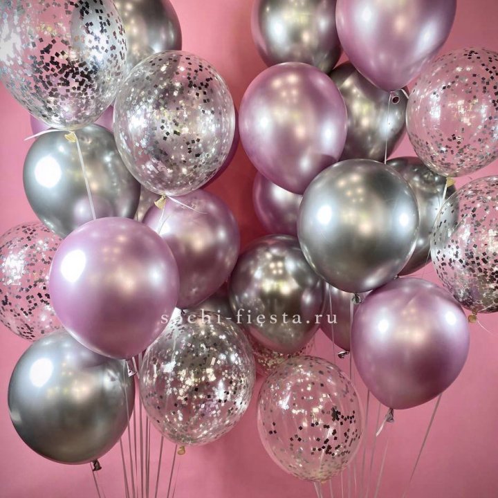 Фонтан шаров "Сильвер пинк" в Новосибирске