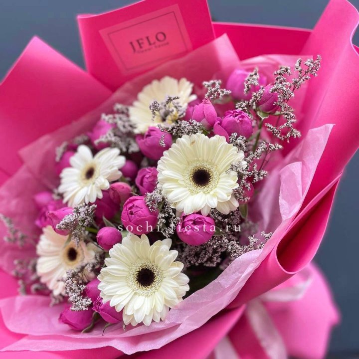 Букет гербер и мисти бабблс  в Новосибирске