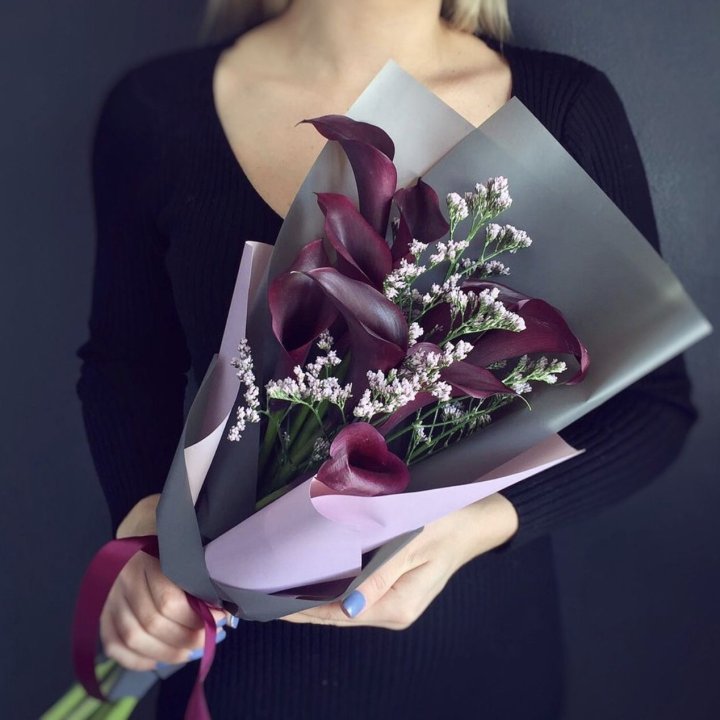 Букет фиолетовых калл в Новосибирске