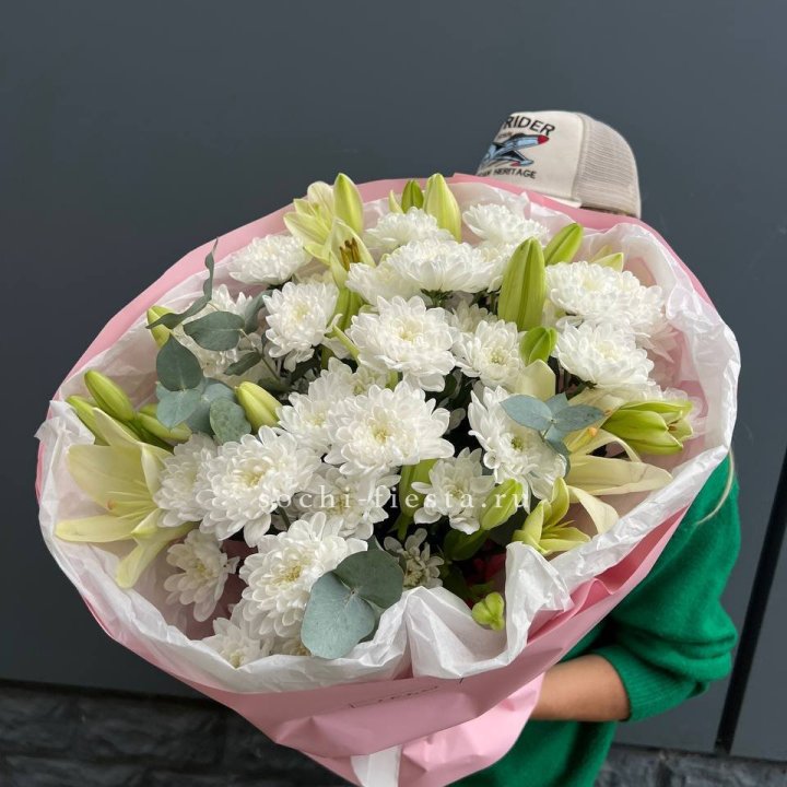  Букет  хризантемы и лилии с доставкой в Новосибирске