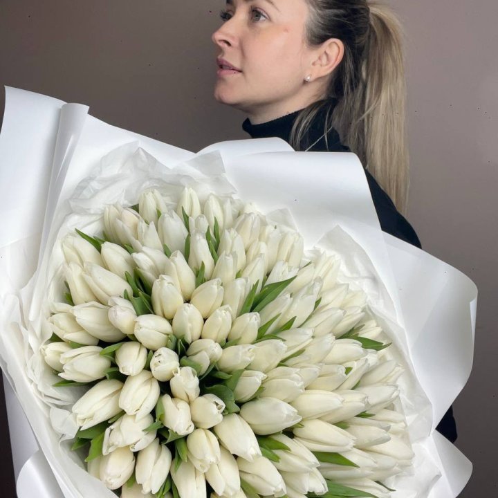 101 белый тюльпан №2 в Новосибирске