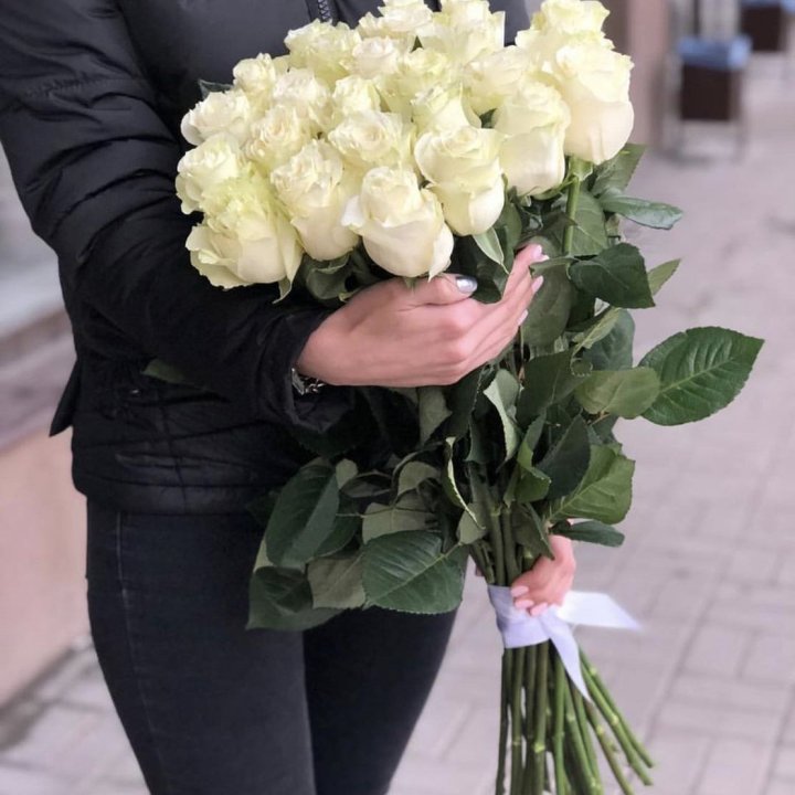 Голландские розы белые в Новосибирске