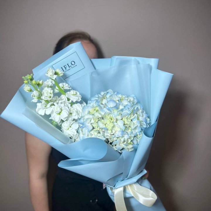 Гортензия голубая с маттиолой в Новосибирске