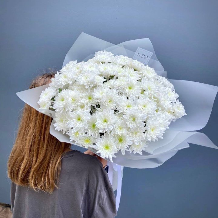 Букет хризантем "Белая снежинка" в Новосибирске