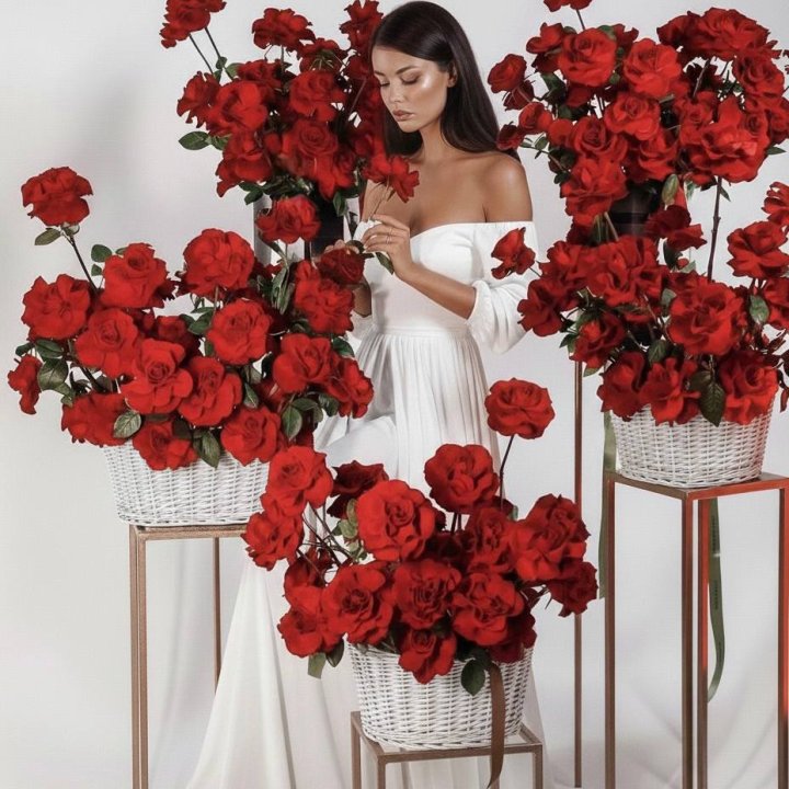 Сет из красных французских роз в Новосибирске