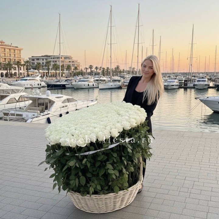 301 высокая роза в корзине в Новосибирске