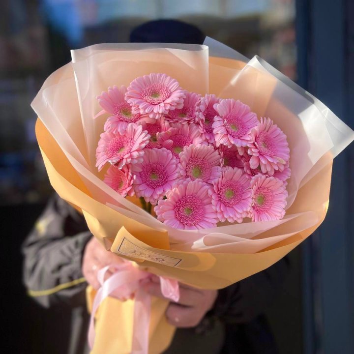 17 розовых гербер  в Новосибирске