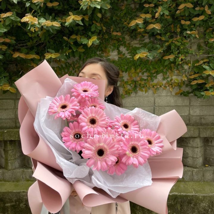 13 розовых гербер в Новосибирске