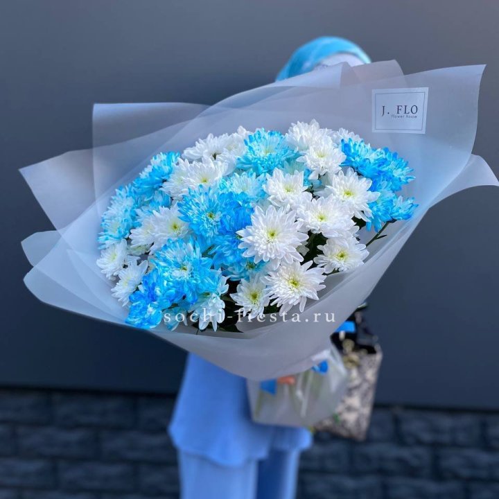 Букет хризантем "Голубая снежинка" в Новосибирске
