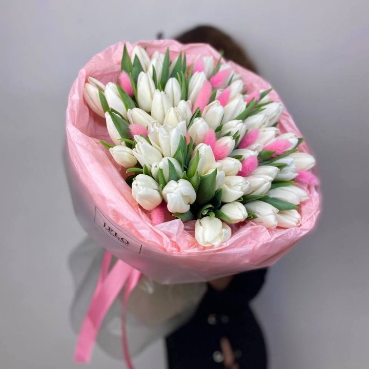 51 белый тюльпан "Рози" в Новосибирске