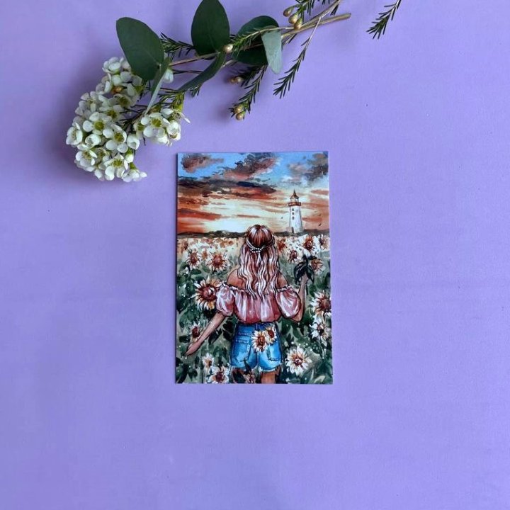 Открытка к букету "Подсолнух" в Новосибирске