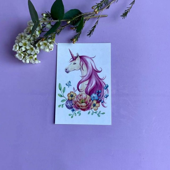 Открытка к букету "Единорог" в Новосибирске