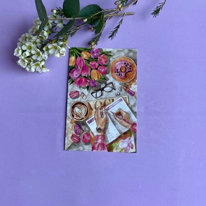 Открытка к букету "Леди на работе" в Новосибирске