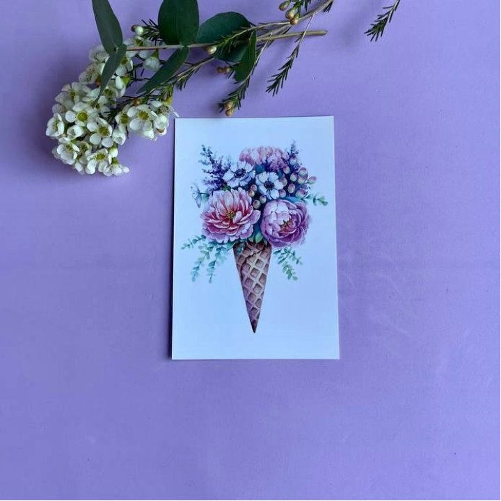 Открытка к букету "Цветочно-кремовый" в Новосибирске