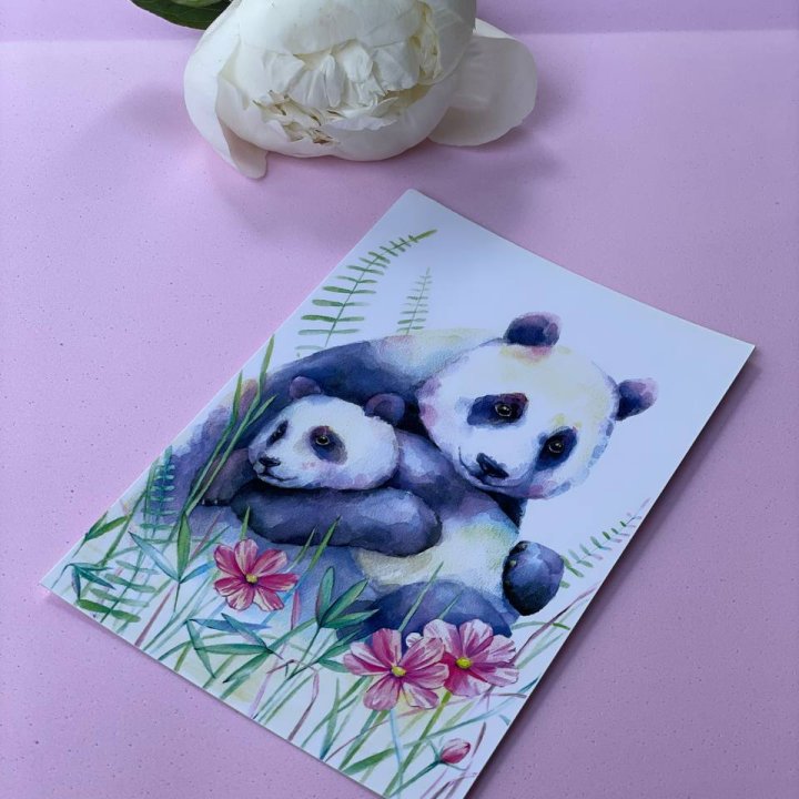 Открытка к букету "Объятие Панды" в Новосибирске