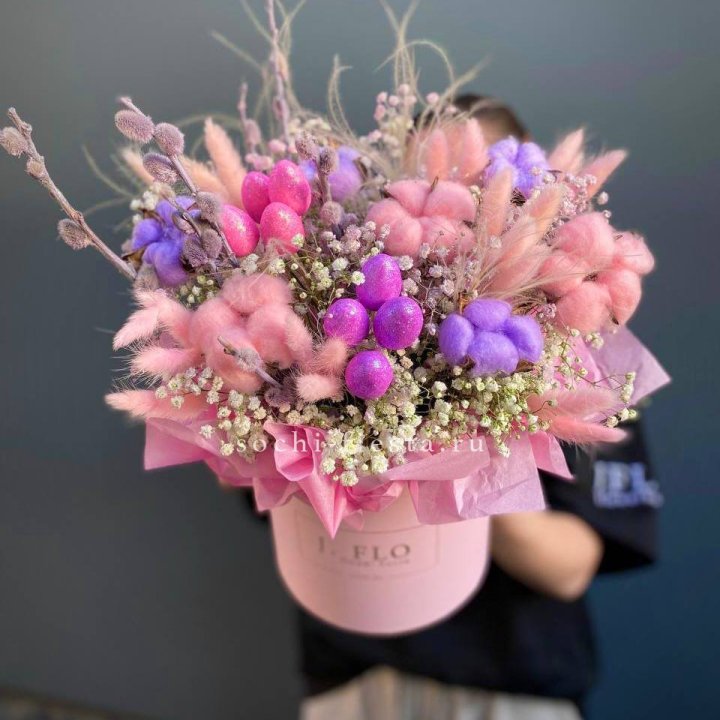 Сухоцветы в коробке  в Новосибирске