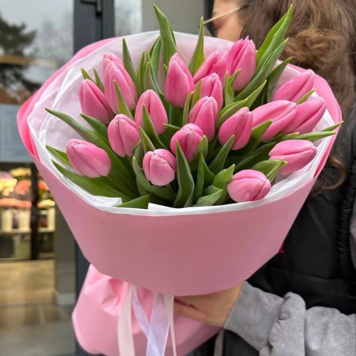  19 розовых тюльпанов в Новосибирске