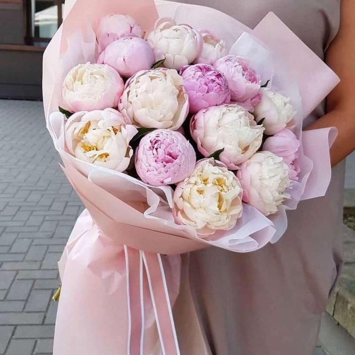Букет пионов "Маршмелоу" в Новосибирске