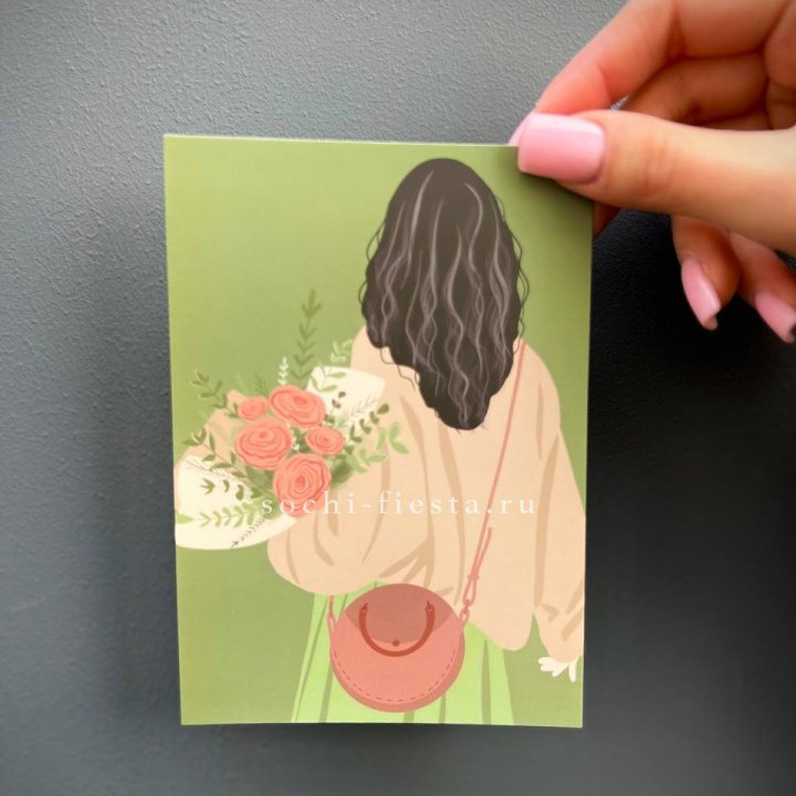 Открытка к букету "Потрясающая девушка" в Новосибирске