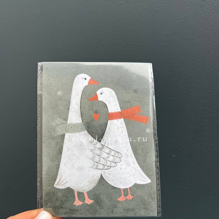 Открытка к букету "Гуси” в Новосибирске