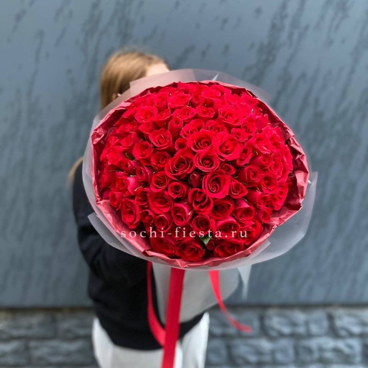 101  красная кенийская роза  с доставкой в Новосибирске