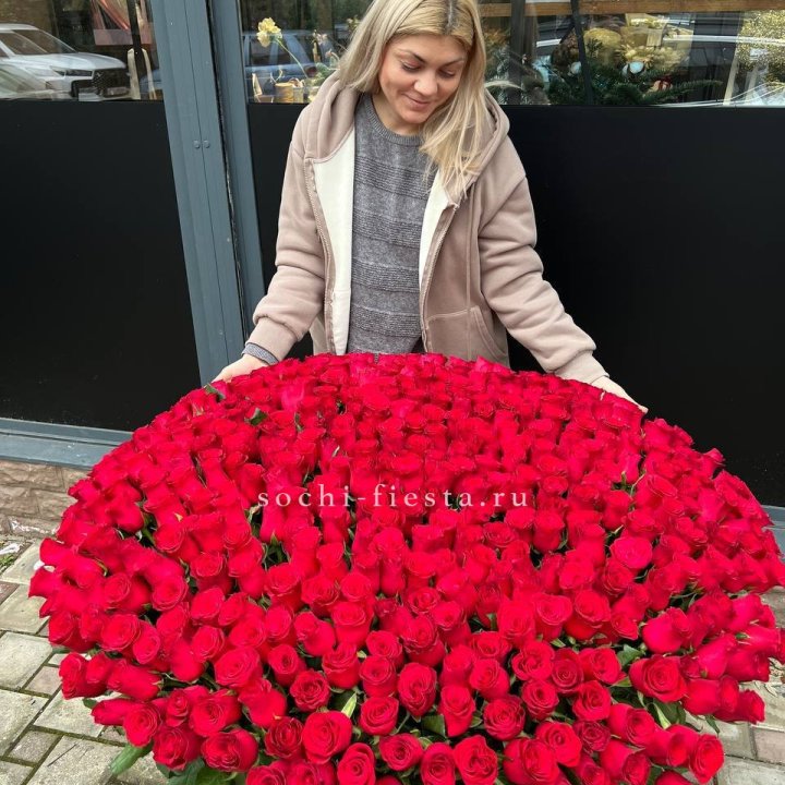 501 красная роза в корзине в Новосибирске