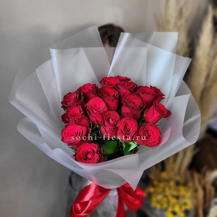 17 красных роз "Нет времени ждать" в Новосибирске