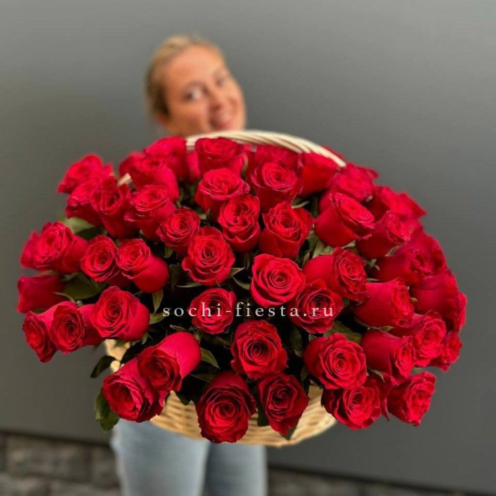 101 красная роза в корзине   в Новосибирске
