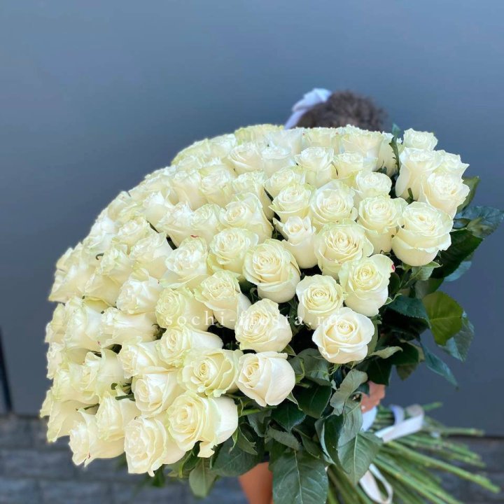 101 белая высокая роза в Новосибирске