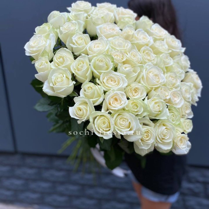 51 белоснежная высокая роза с доставкой в Новосибирске