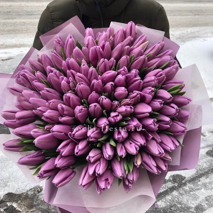 101 сиреневый тюльпан в Новосибирске