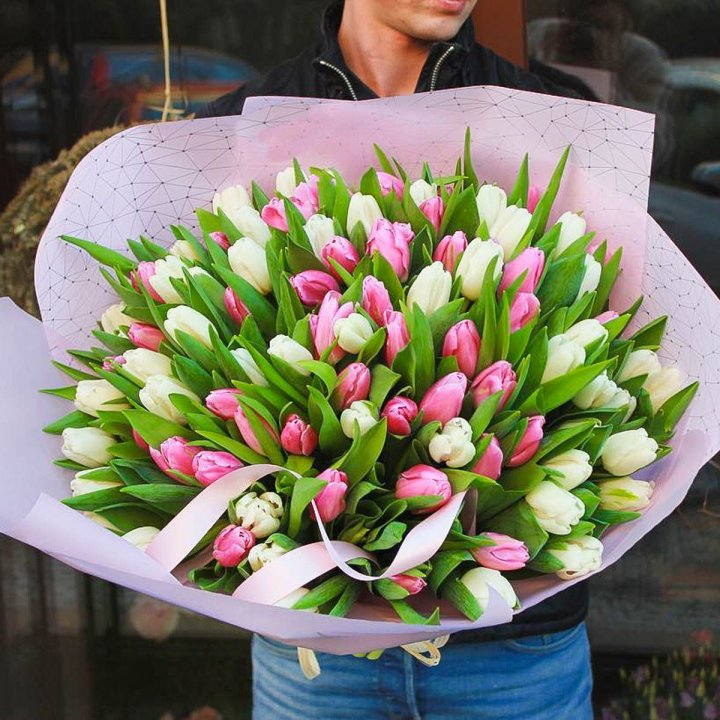 101 тюльпан микс в Новосибирске
