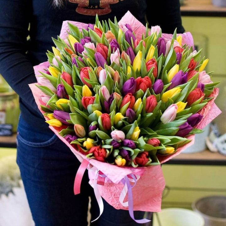 101 тюльпан "Джуси" в Новосибирске